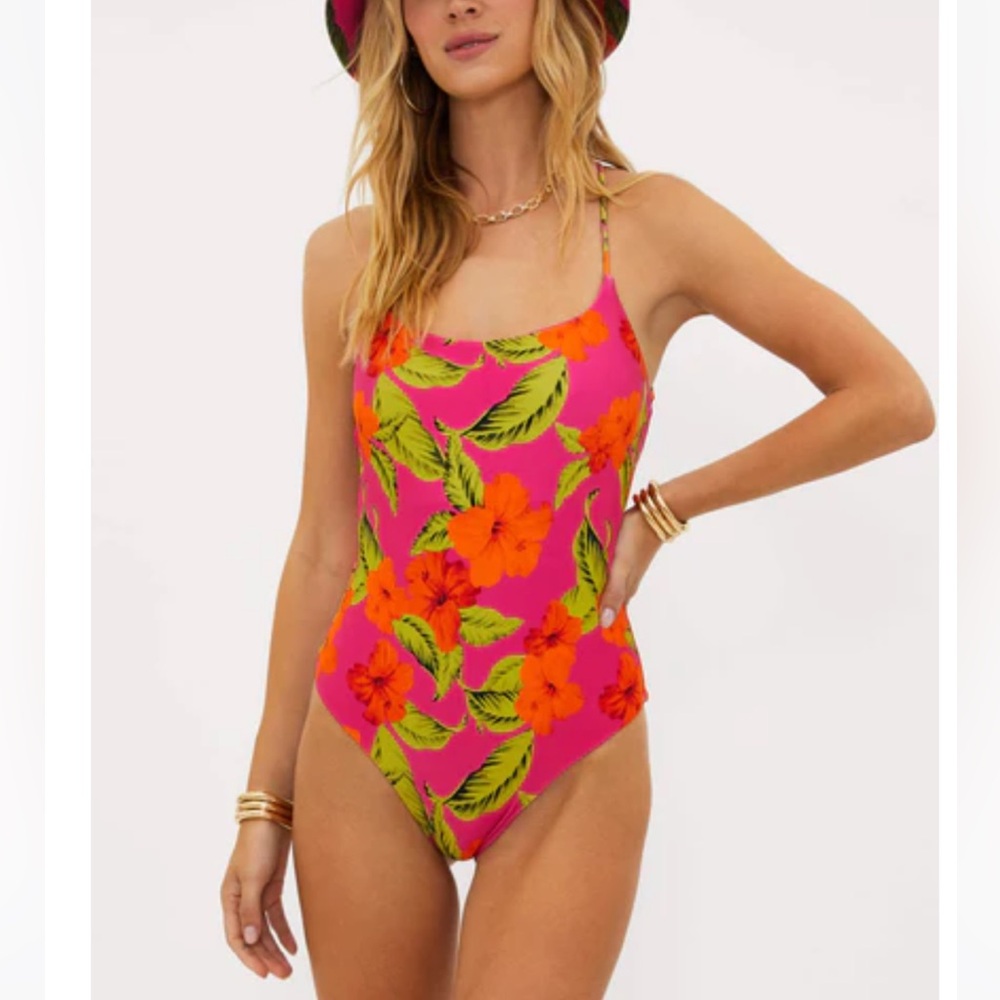 Beach Riot Hibiscus one piece bathing suit